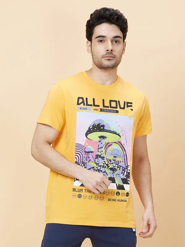 Orange Regular Fit Men's Short Sleeves T-Shirt by Being Human Clothing